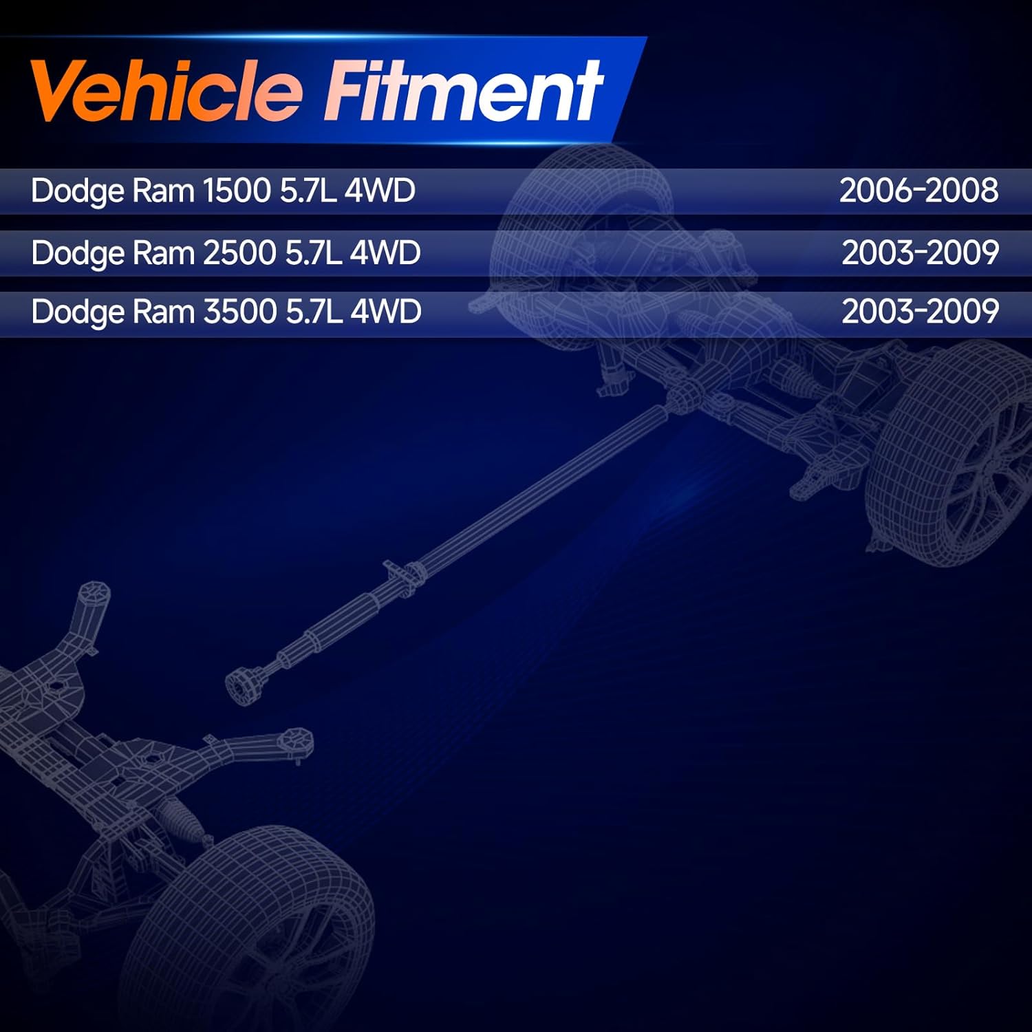 Front Drive Shaft Prop DriveShaft Assembly Fit for Dodge Ram 1500 2006-2008 5.7L 4WD|Ram 2500 2003-2009 5.7L 4WD| Ram 3500 2003-2009 5.7L 4WD, OE 52105930AA
