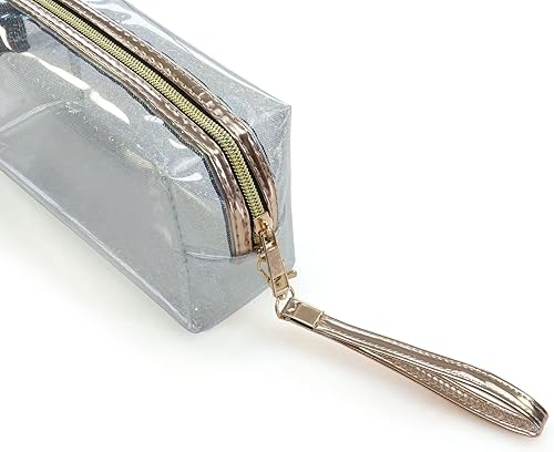 Miniatura 4 de YunZh 3 bolsas de cosméticos impermeables, bolsa de aseo con cremallera transparente de PVC, bolsa de aseo portátil transparente, juego de bolsa de