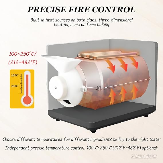 1Kg Electric Coffee Roaster Machine, 1600W Home Roasting for Coffee, Chestnuts & Grains - Adjustable Timer & Temperature Control, Perfect Roast Every Time, Black