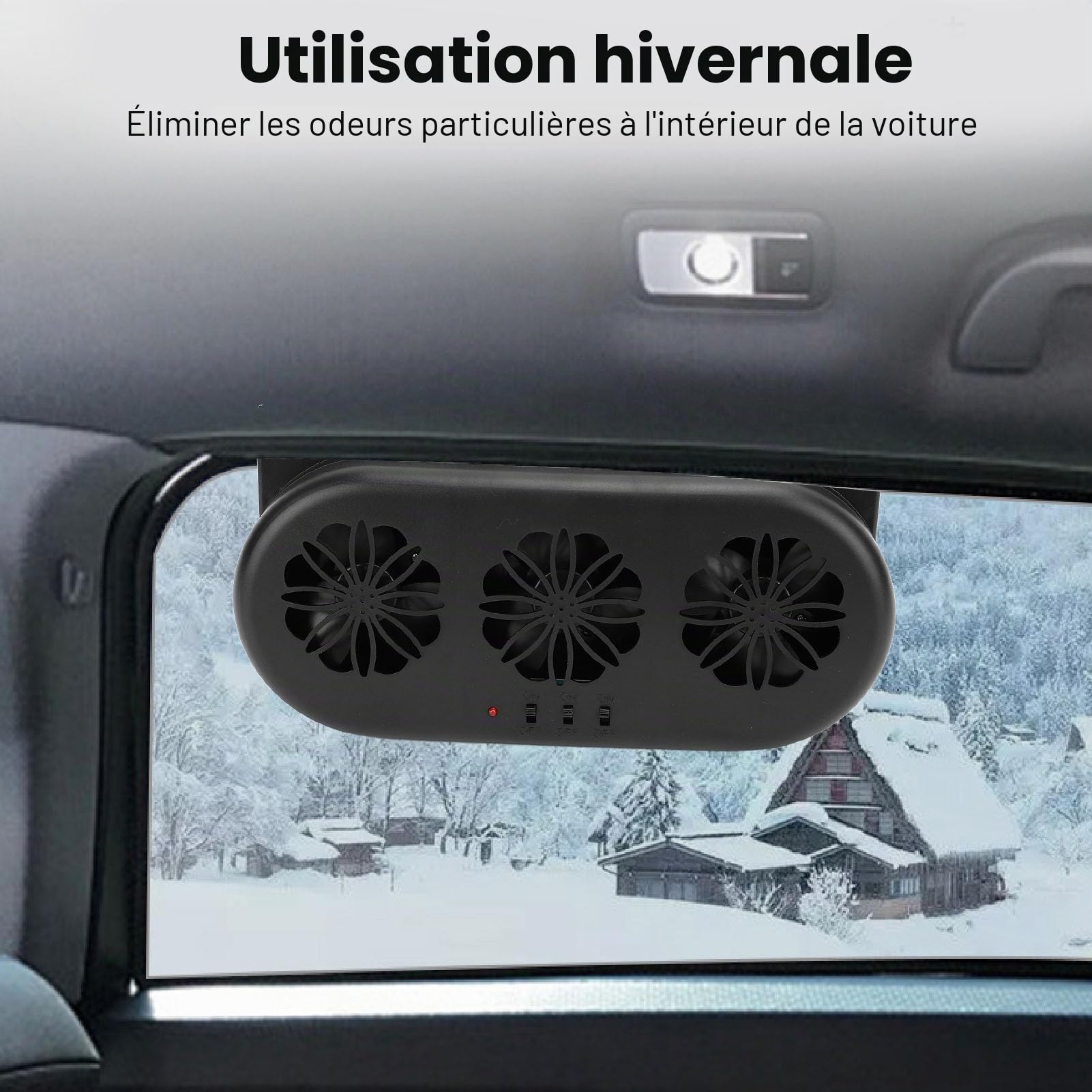 Fockety Ventilateur d'échappement de fenêtre à énergie solaire de voiture, ventilateur d'aération de fenêtre de voiture 5000tr/min prend en l'interface USB ou l'alimentation