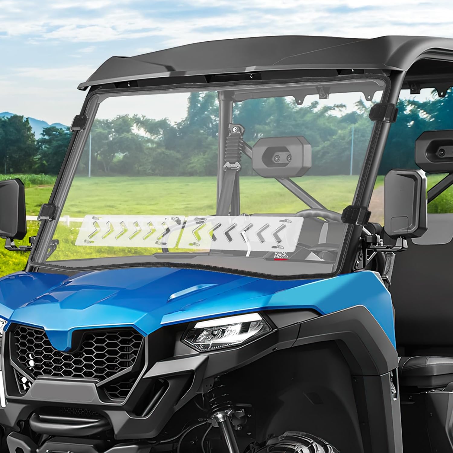 KEMIMOTO Vented Front Windshield Compatible with CFMOTO UFORCE 600 2021-2026/800 XL 2025-2026, Scratch-Resistant Windshield with Pre-Installed Rubber Strips Hard-Coated PC Window Accessories