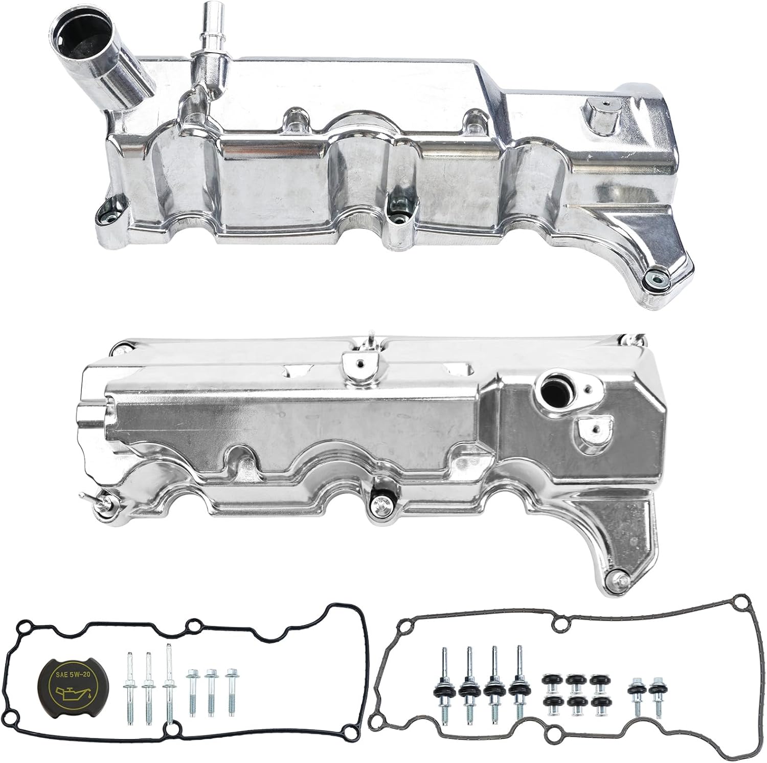 MITZONE Aluminum Valve Cover Set Compatible with Ford Explorer Ranger 2004-2005 Mercury Mountaineer 2004-2005 4.0L V6 4L5Z6582JA 4L5Z6582AA 264-988