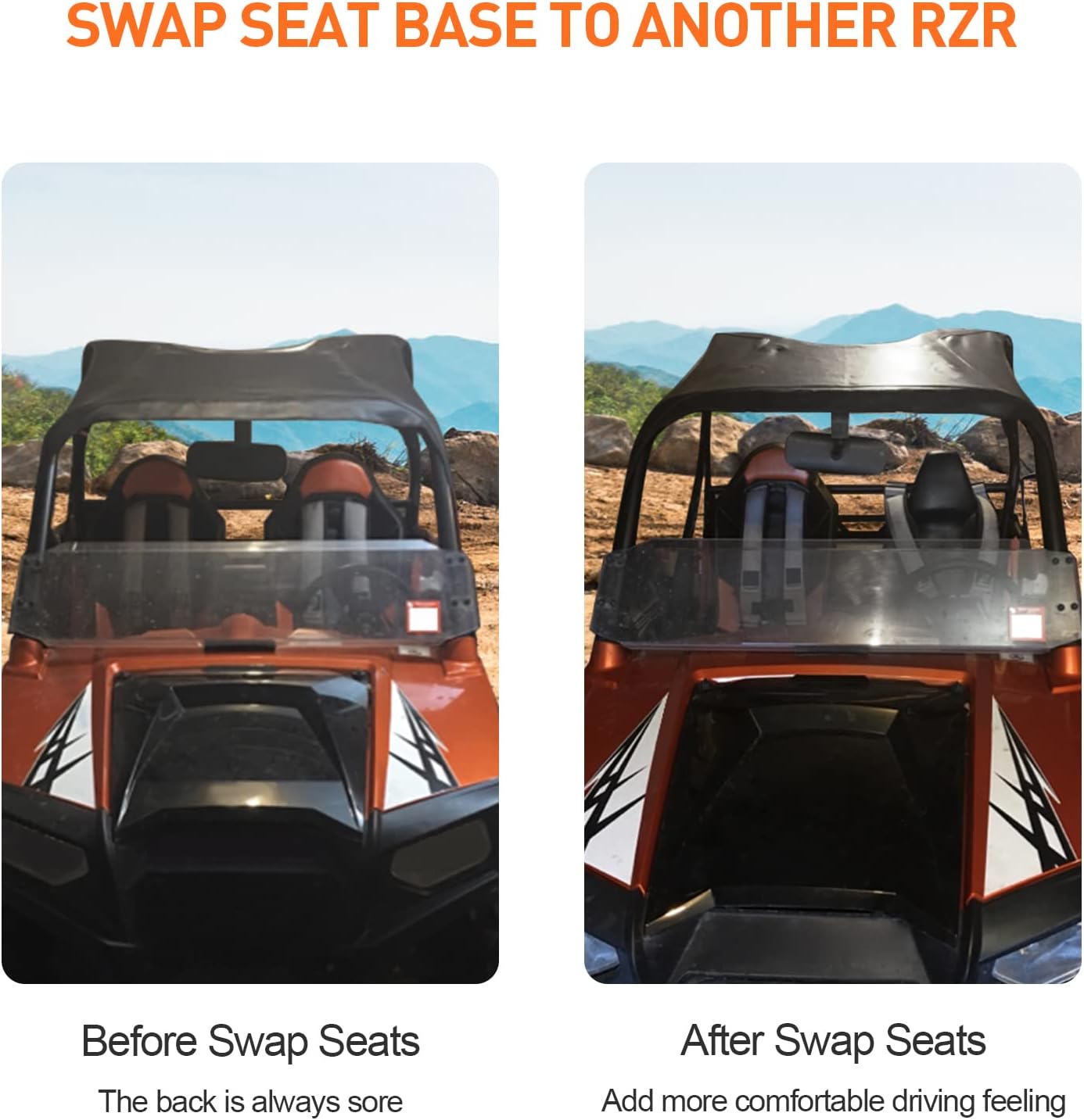 Lowering Seat Base for Polaris RZR Accessories | UTV Lower and Recline Seat Base for 570/800/900/XP 1000/S 1000/Turbo/Turbo S/RS1/GeneralRZR 2 Seters/4 Seaters, 2 Pack