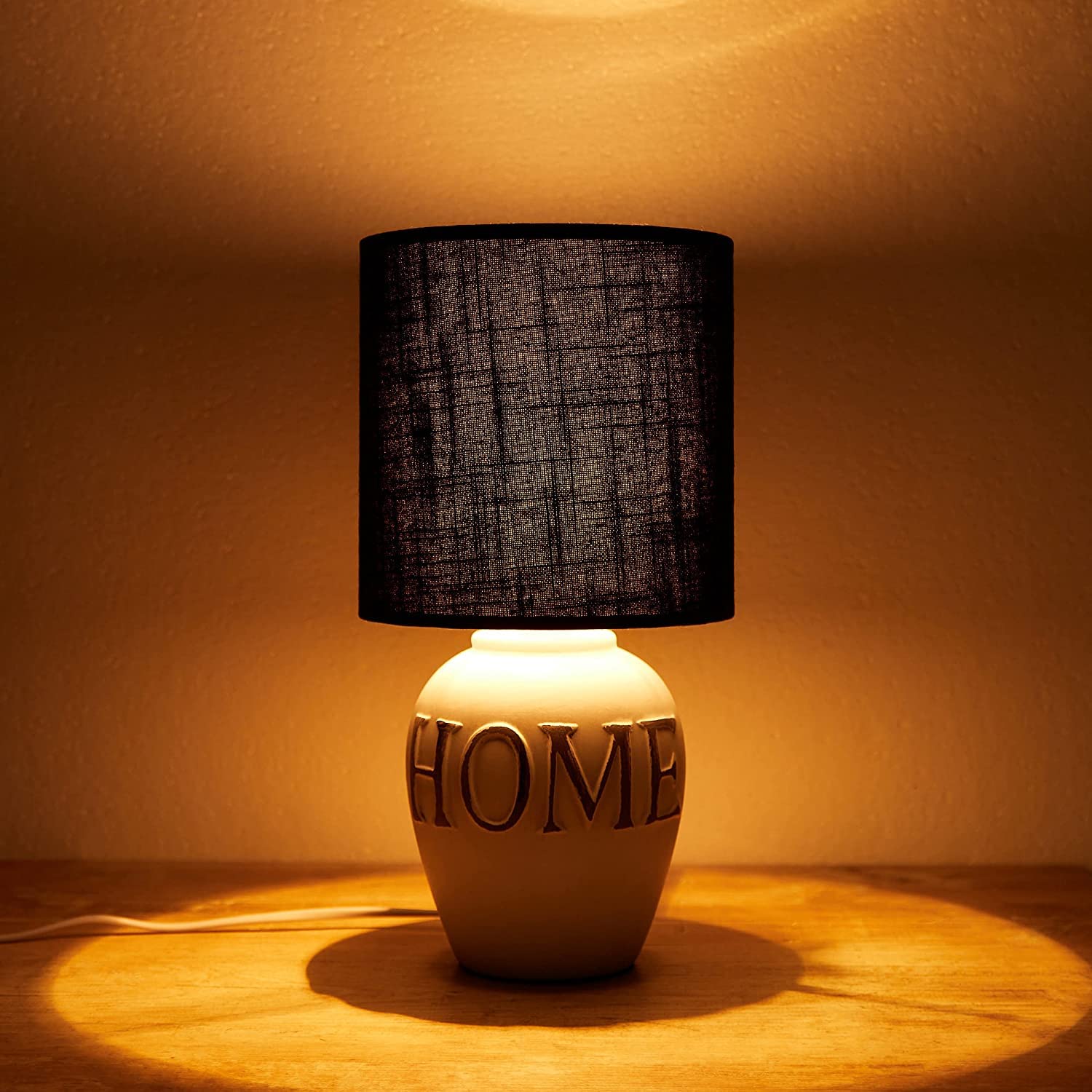 BRUBAKER 2er Set Tisch- Oder Nachttischlampen – 33,5 Cm Hoch, Holz/Metall-Fuß Grau, Textilschirm Grau, E14 Fassung