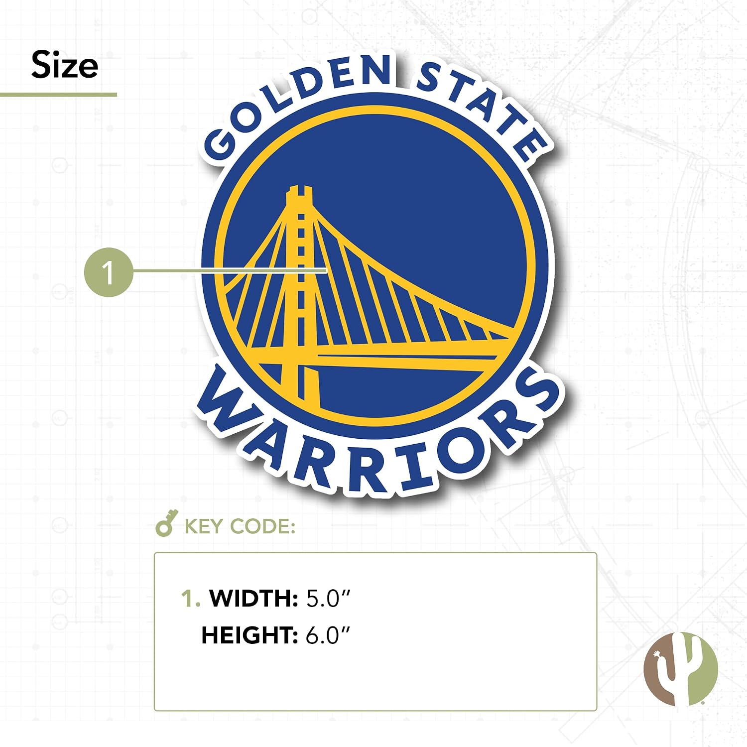 Desert Cactus Golden State Warriors Sticker NBA Officially Licensed Vinyl Decal Laptop Water Bottle Car Scrapbook (Individual 3)
