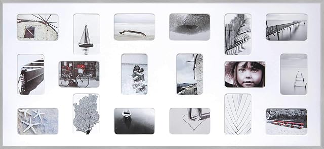 DEHA Design aluminum picture frame Tribeca Collage, 109,2x49,5 cm - 18x 10x15 cm, soft frosted silver
