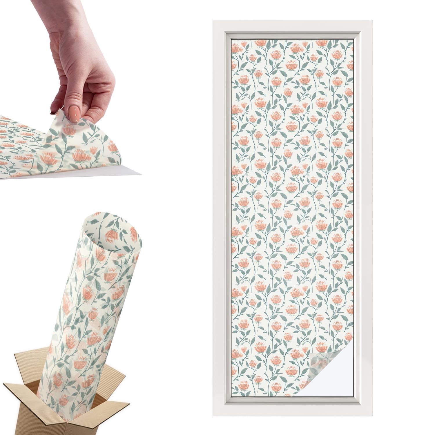 Film pour vitre intimité stop vis-à-vis adhésif floral 50x146