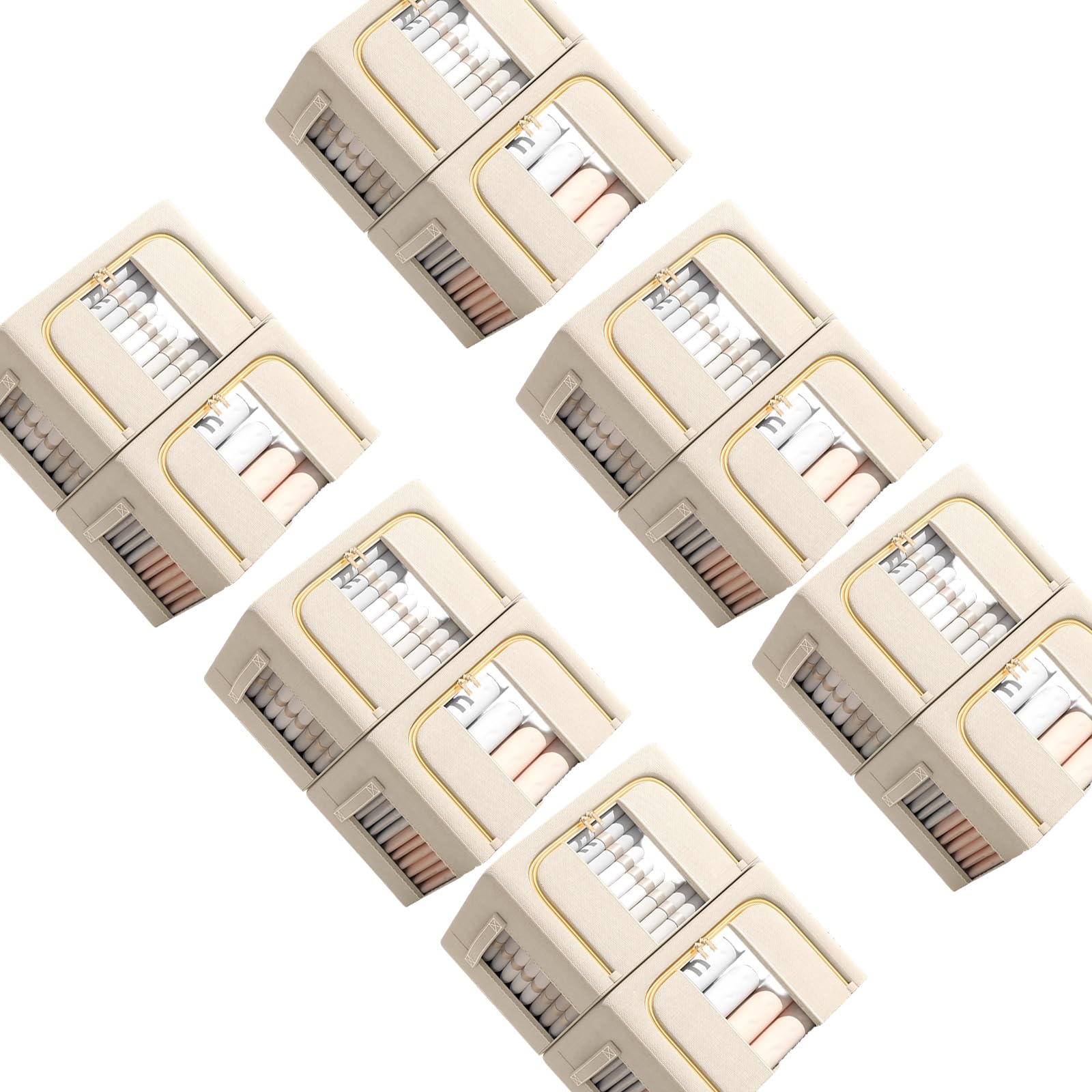 Tizuqe Dozen Sturdy Collapsing Fabric Boxes Featuring Strengthened Steel Framework Perfect for Home Use Collapsing Storage Bins