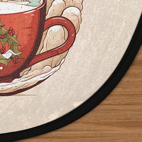 Miniatura 3 de Christmas Scene Winter Santa Claus (3) Round Area Rug 3ft Machine Washable Circular Rugs for Dining Room Table Bedroom Playroom Throw Rugs for Dog