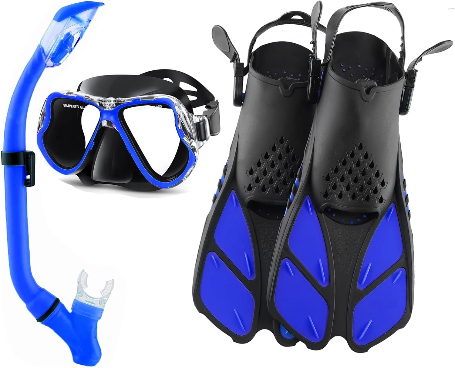 Snorkeling Gear for Adults with Fins Scuba Diving Gear Adult Professional Travel Snorkel Sets with Flippers,Anti-Fog Anti-Leak Diving Mask