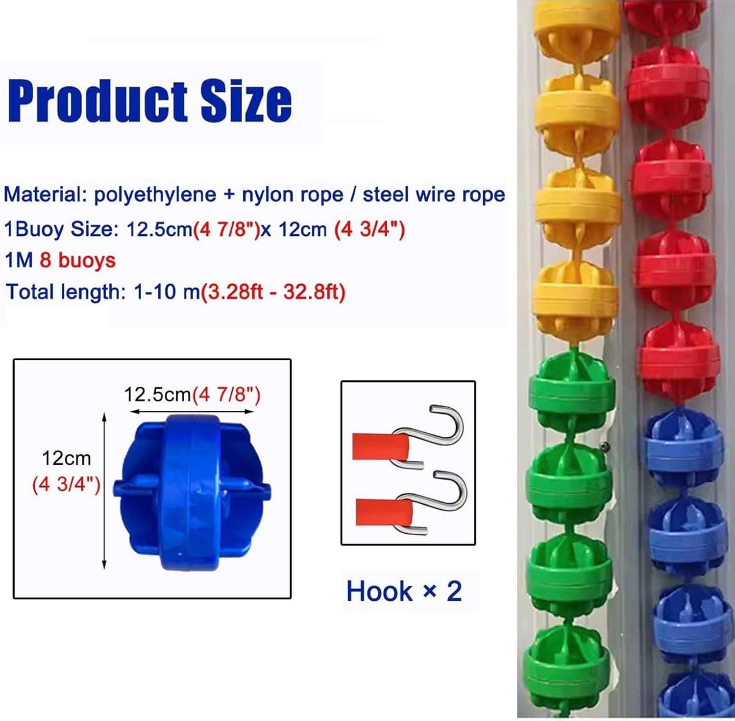 Colorful Floating Pool Safety Divider - Effective Swim Lane Line, Durable Nylon Rope for Indoor/Outdoor Use, Pool Rope for Enhanced Visibility & Safety