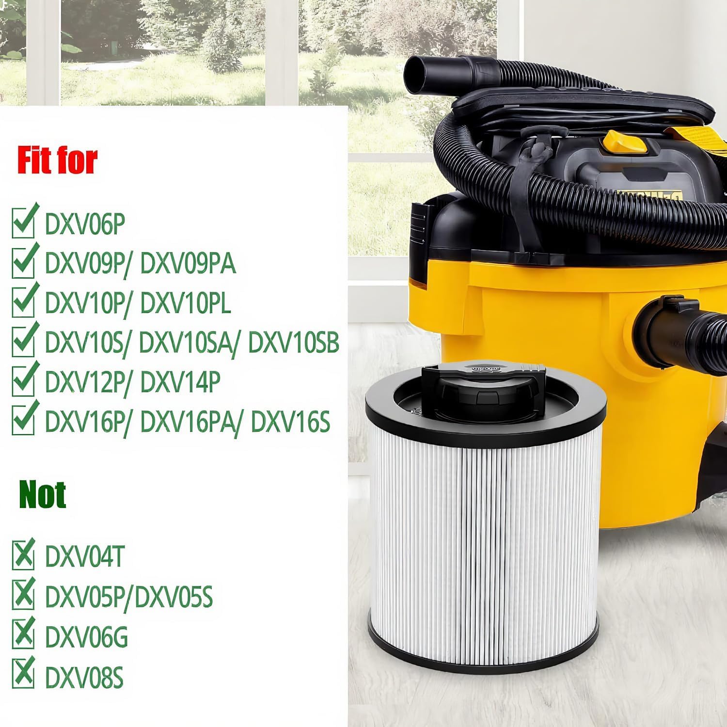 2 Pack Vacuum Filter Replacement DXVC6910, Fit for DEWALT Vacuum Cleaner DXV06P, DXV09P, DXV09PA, DXV10P, DXV10PL, DXV10S, DXV10SA, DXV10SB, DXV12P, DXV14P, DXV16P, DXV16PA, DXV16S