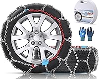 AUVEBY XM-130 Auto-Fixing Snow Chains - 1-Min Quick Install Reusable Tire Traction for Cars SUVs, Emergency Grip on Snow Ice Mud (Set of 2)