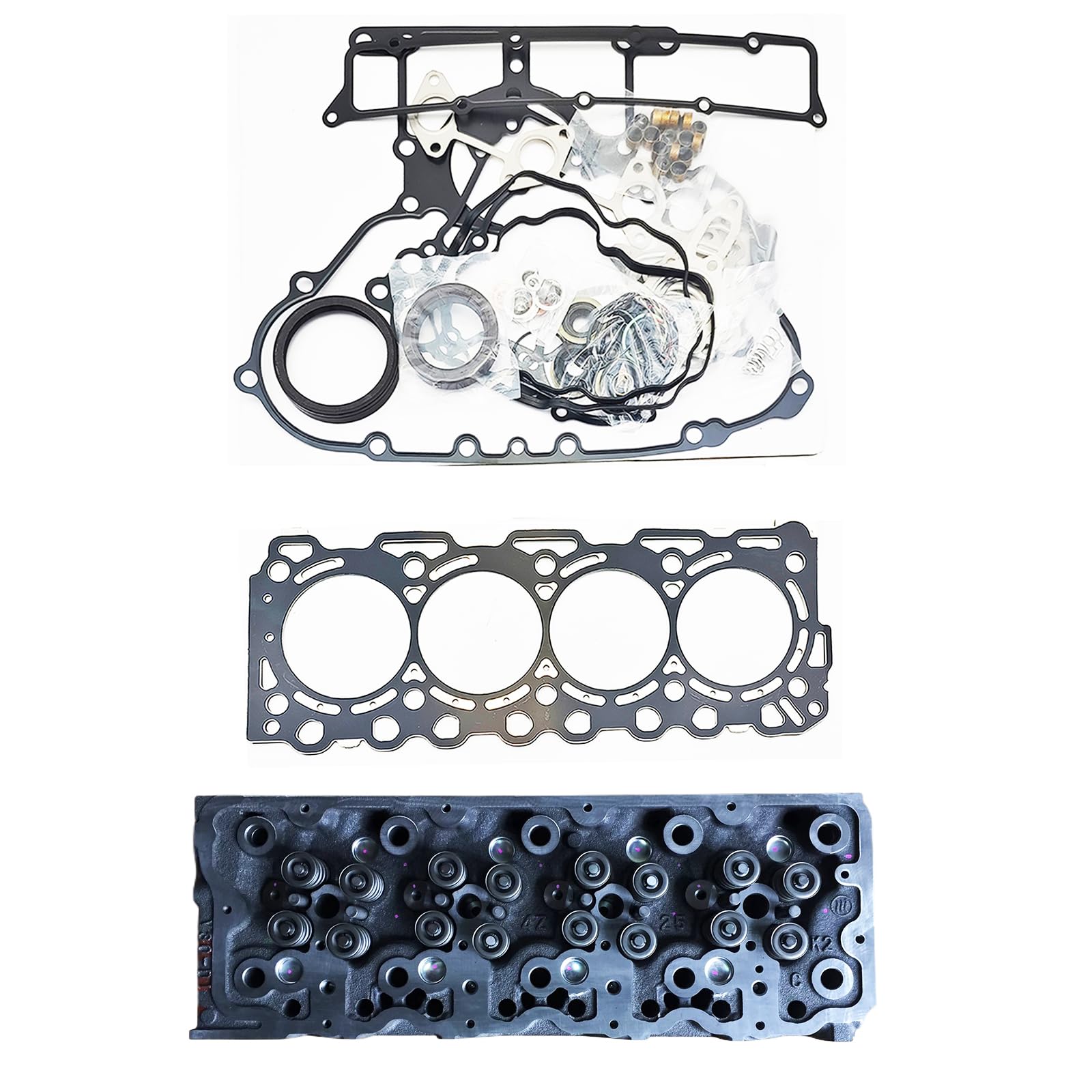 OCTOT V3307 Complete Cylinder Head+Overhaul Full Gasket Set 1G772-03020 Fits for Kubota V3307 V3307-DI 3077-DI-T V3307-DI-TE3 Engine M6040DH M6040DHC