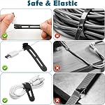 Câblodistribution en silicone, 30 Pièces Tideur de cordon élastique amovible avec clip de verrouillage Polyvalent Gestionnaire de fil réglable pour la cuisine de bureau à domicile (Noir)