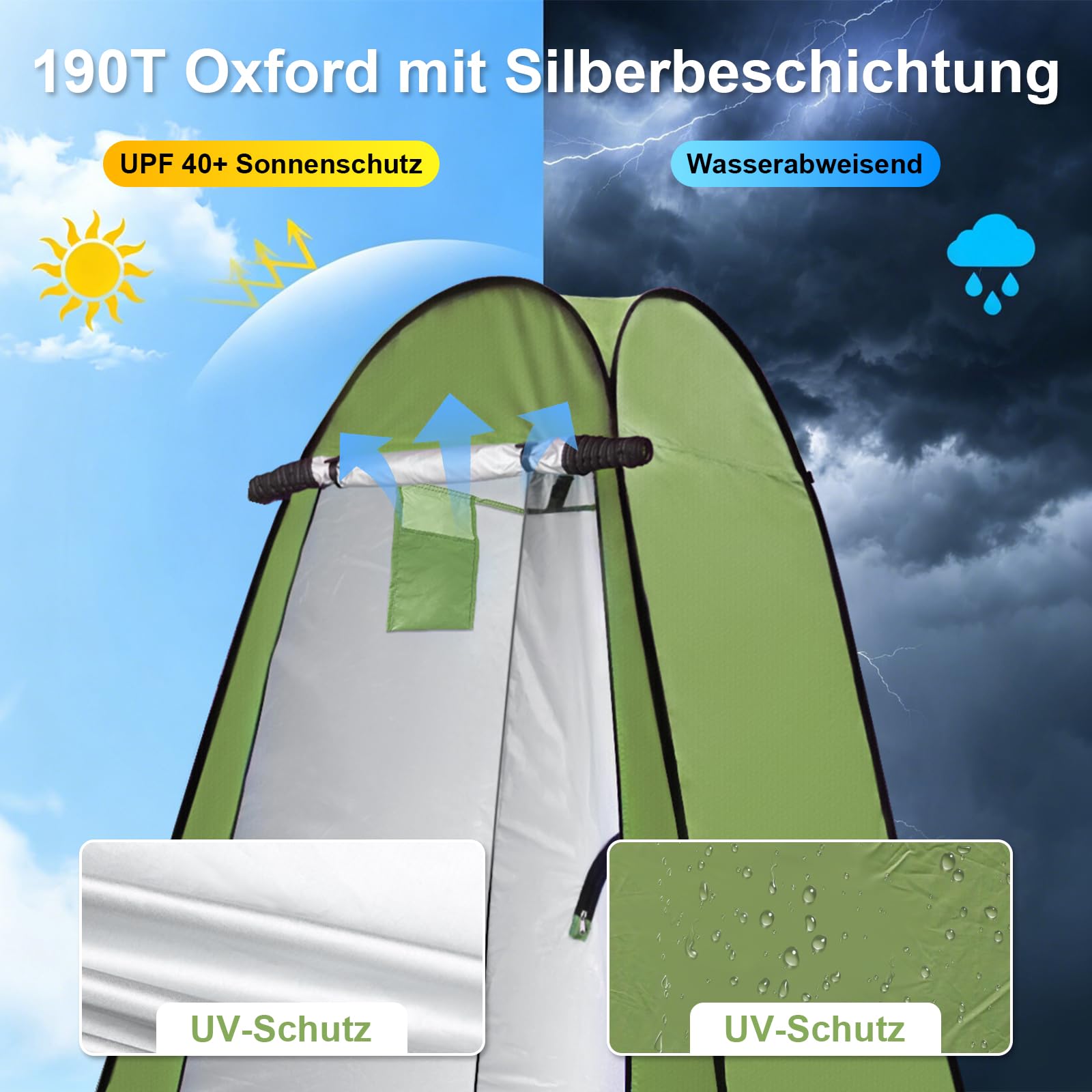Duschzelt Camping anngrowy Pop Up Toilettenzelt mit UV40+ Schutz Umkleidezelt, Multifunktionszelt Mobiles WC Zelt, Faltbare Duschkabine Umkleidezelt Privatsphäre für Beach, Strand & Outdoor