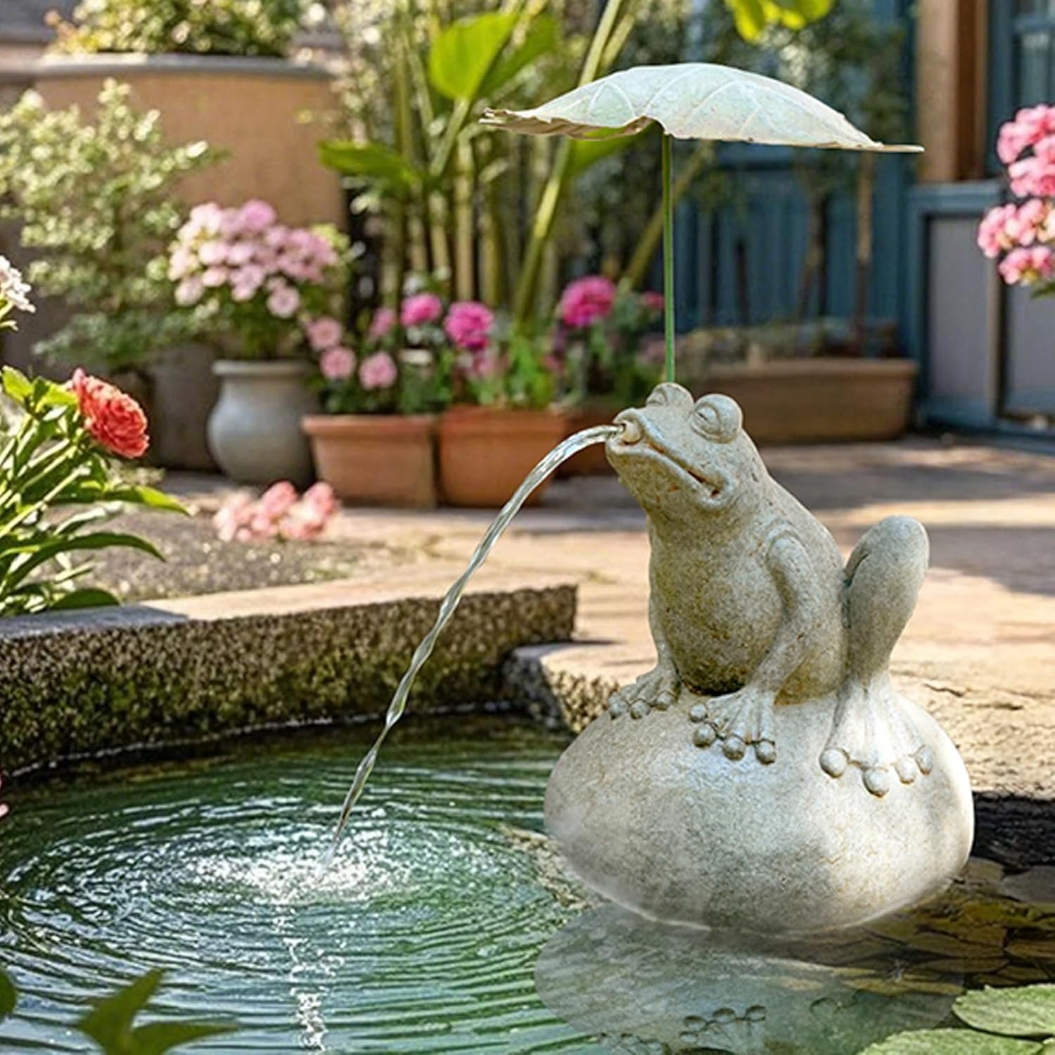 Garden Pond Spitters, Animal Pond Fountains, Fish Pond Water Circulation Outlet Landscaping, Outdoor Water Feature Statue for Garden, Yard, Lawn