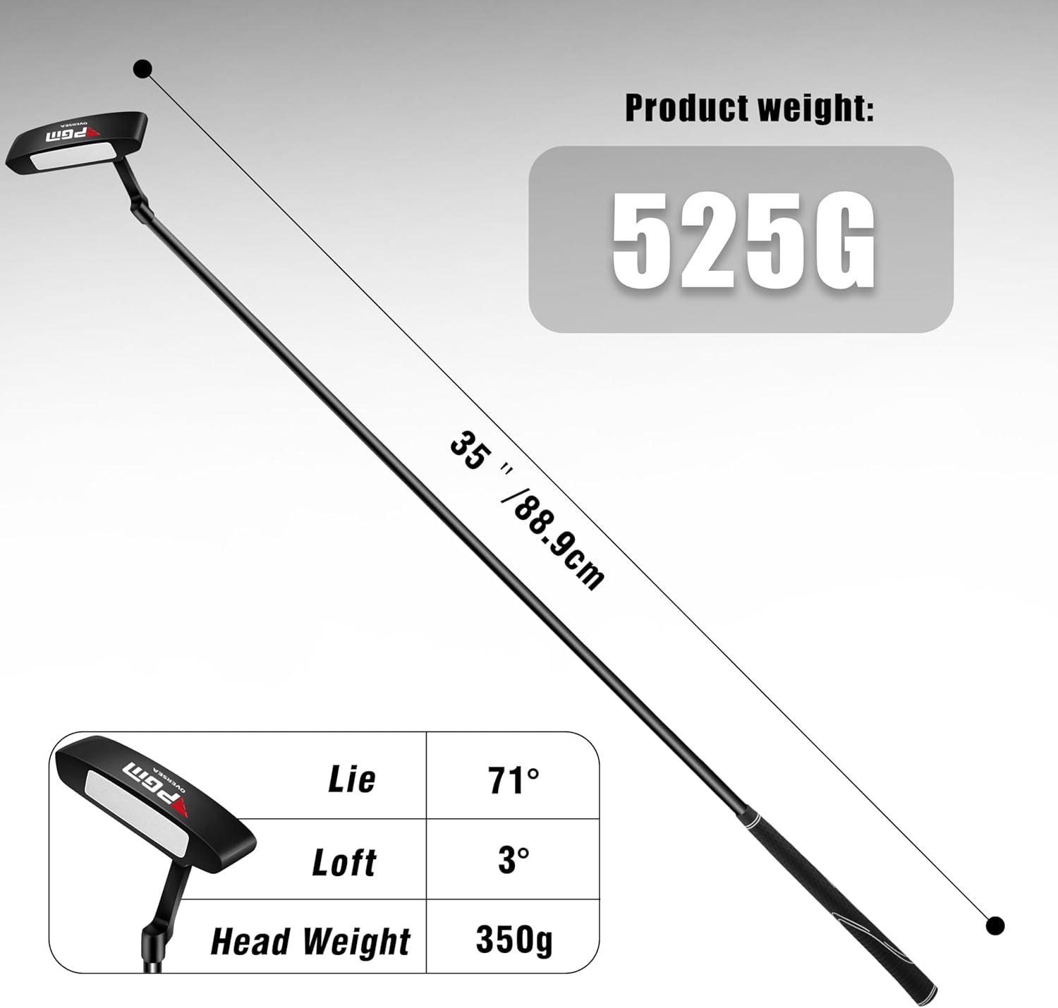 PGM Oversea Golf Putter - Putters for Men Right Handed & Left Handed - Blade Putter for Straighter Putts - [Length:33"-34"-35"]