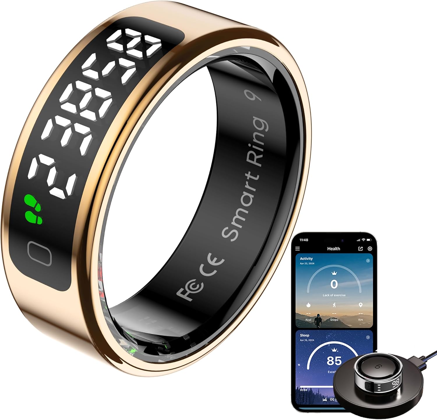 Smart Ring with Screen Heart Rate Monitor Sleep Tracker Fitness Step Counter Calories Health Anillo Inteligente Tasbih Finger Counter Remote Camera Smart Rings for Men Women