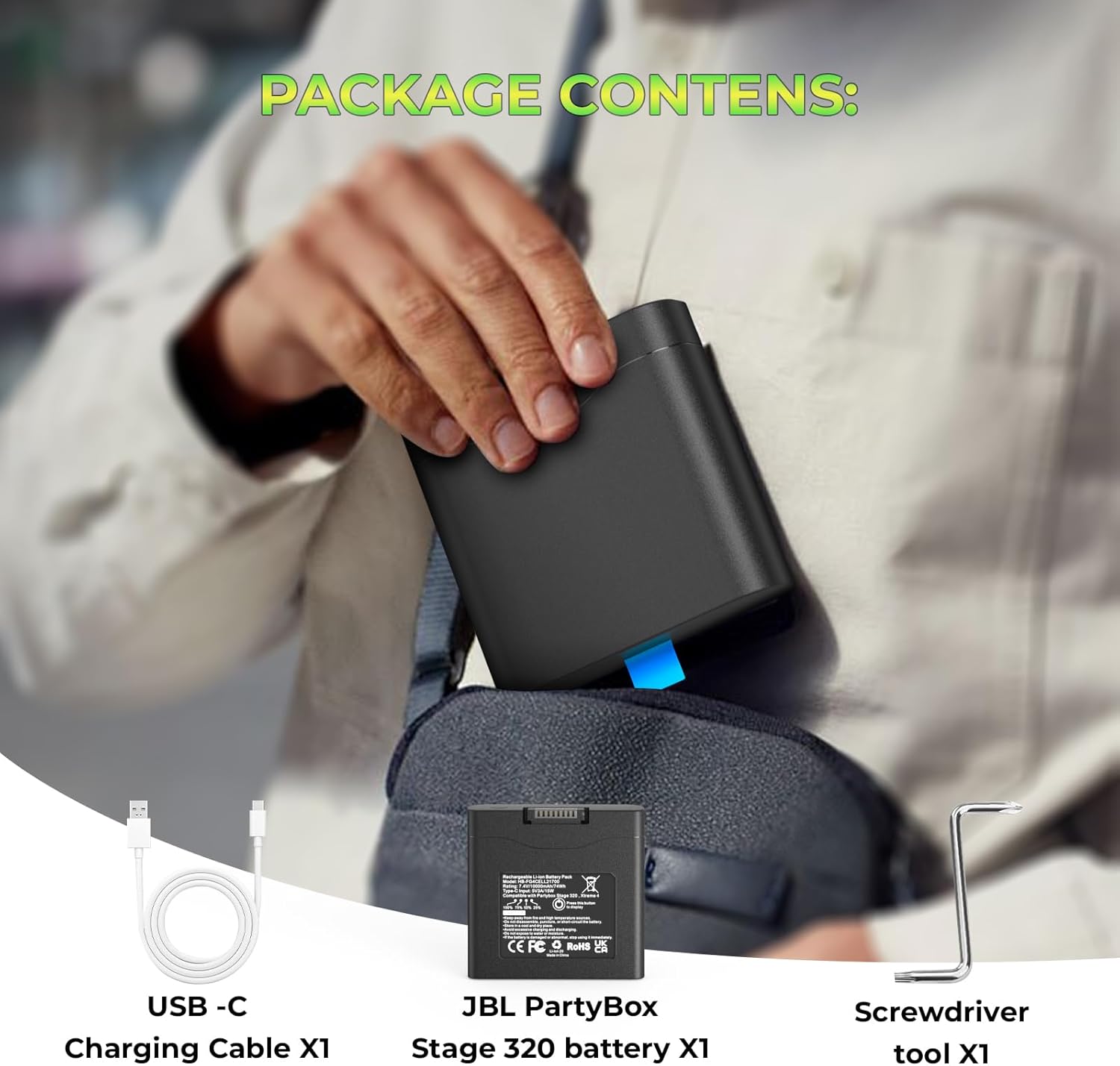 Battery for JBL Xtreme 4 Portable Speaker, 10000mAh Replacement Battery for JBL PartyBox Stage 320 Portable Speaker - Image 7