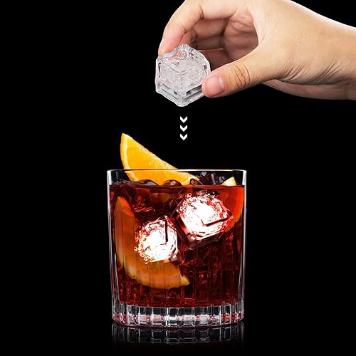 Miniatura 3 de Cubos de hielo iluminados para bebidas, 48 cubos de hielo LED blancos activados por líquido, brillan en la oscuridad, cubos de hielo impermeables