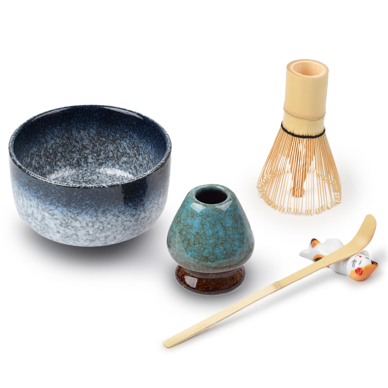 Matcha Tee Set, Matcha Set, Matcha Besen, Matcha Set für Einsteiger, Japanisches Matcha Tee Set, Stylisches Matchas Set, Matcha-Set, Fantasieblau