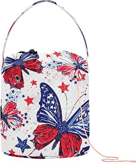 YETTASBIN Butterfly Yarn Storage Bag, Large Crochet Knitting Bag Organizer Portable Drawstring Tote for Crocheting Projects, Hold Skeins Balls, Yarn Needles Accessories - Gift for Knitters