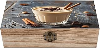 Eggnog Wooden Box with Hinged Lid Vintage Storage Box Beautifully Keepsake Boxes Jewellery Organiser & Trinket Holder Unique Gift Ideas for Men & Women