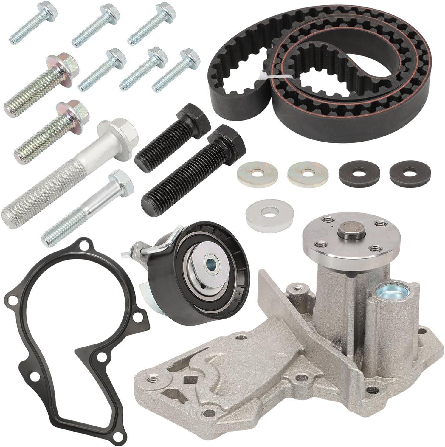 Engine Timing Belt Kit with Water Pump Compatible with Escape 2013-2016, Fiesta 2011-2019, Fusion 2013-2014, Transit Connect 2014-2016, 1.6L L4#Replace BE8Z-6268-C BE8Z-6K254-A