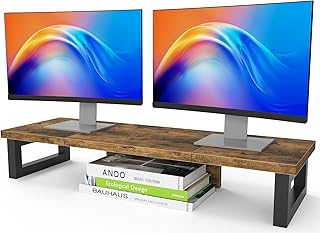 WESTREE Dual Monitor Stand Riser-Monitor Stand Riser for 2 Monitors, Sturdy Computer Monitor Stand, Multi-Purpose Desktop ... Price In India