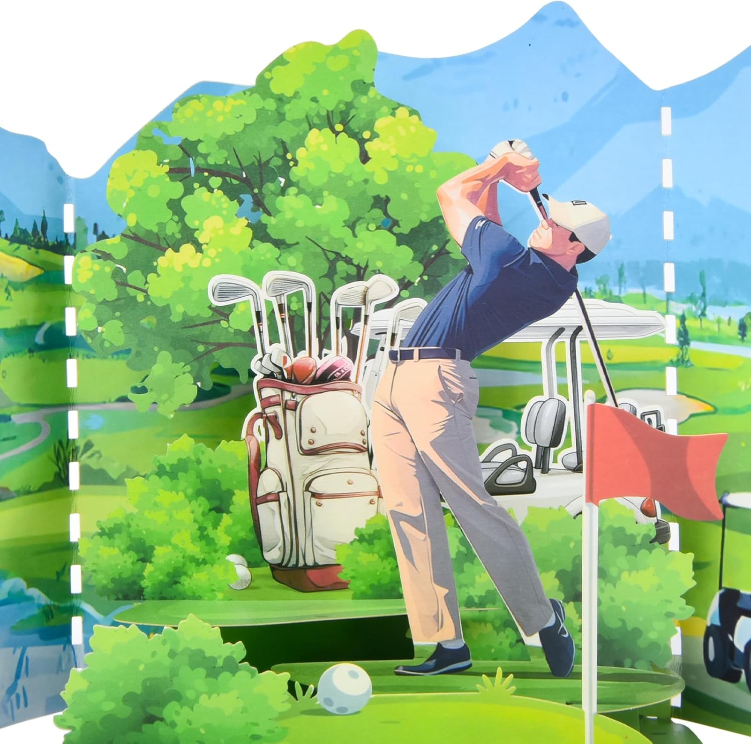Joyvine 3D pop-up T-shaped unfolded greeting card, hollowed out paper carving occasion Golf Course design, suitable for Business greeting card to anyone on special occasions - with envelope and blank labe - Image 5