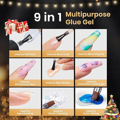 Vista 6 de Beetles Gel Nail Kit Etch-X, Almond Short, 504pcs 12 Sizes Nail tips, with 9 in 1 Nail Glue Mini LED Light, Acrylic Half Matte Tips Press On Nail