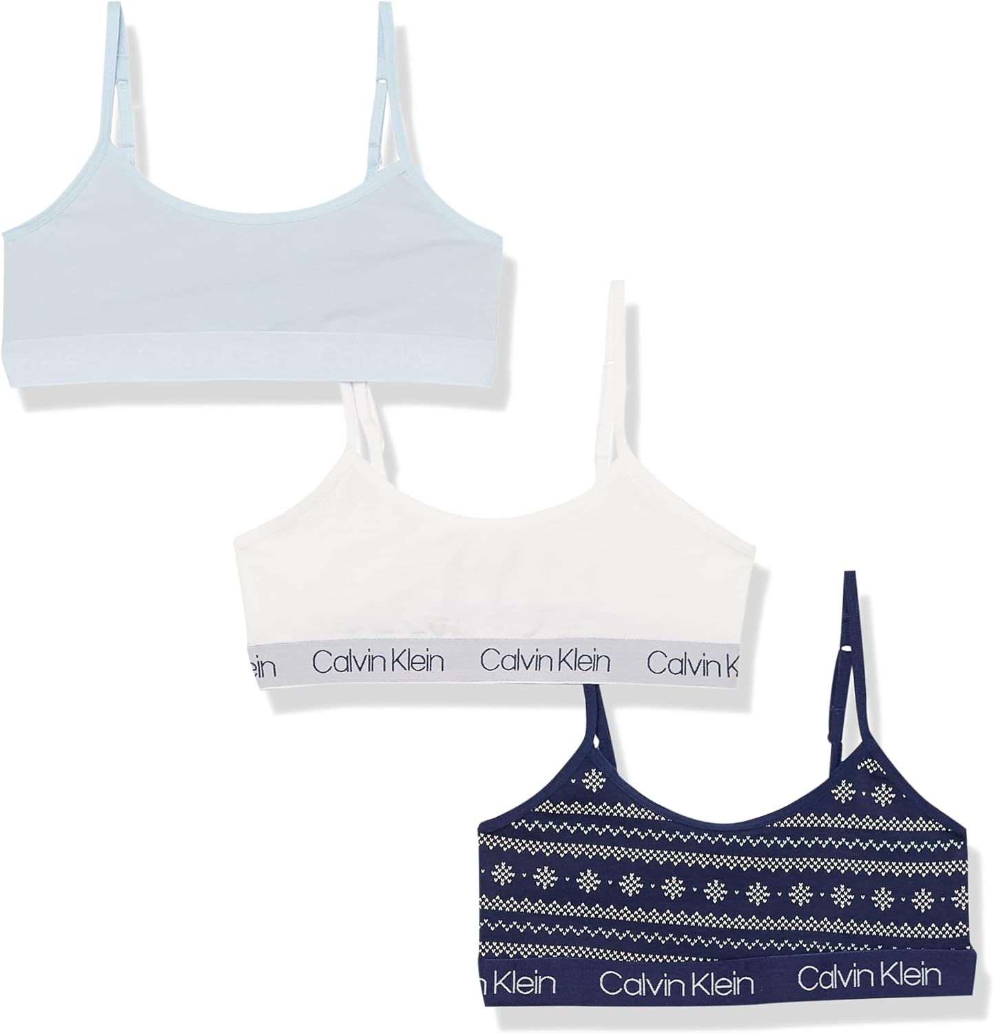 Calvin Klein Girl's Cotton Crop Cami Bralette 3 Pack