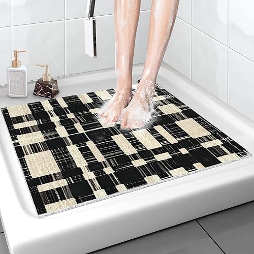 Miniatura 17 de Alfombra de ducha Loofah: 24 x 16 pulgadas, alfombra de baño cuadrada para ducha interior, suave antideslizante, tapete de seguridad para ducha