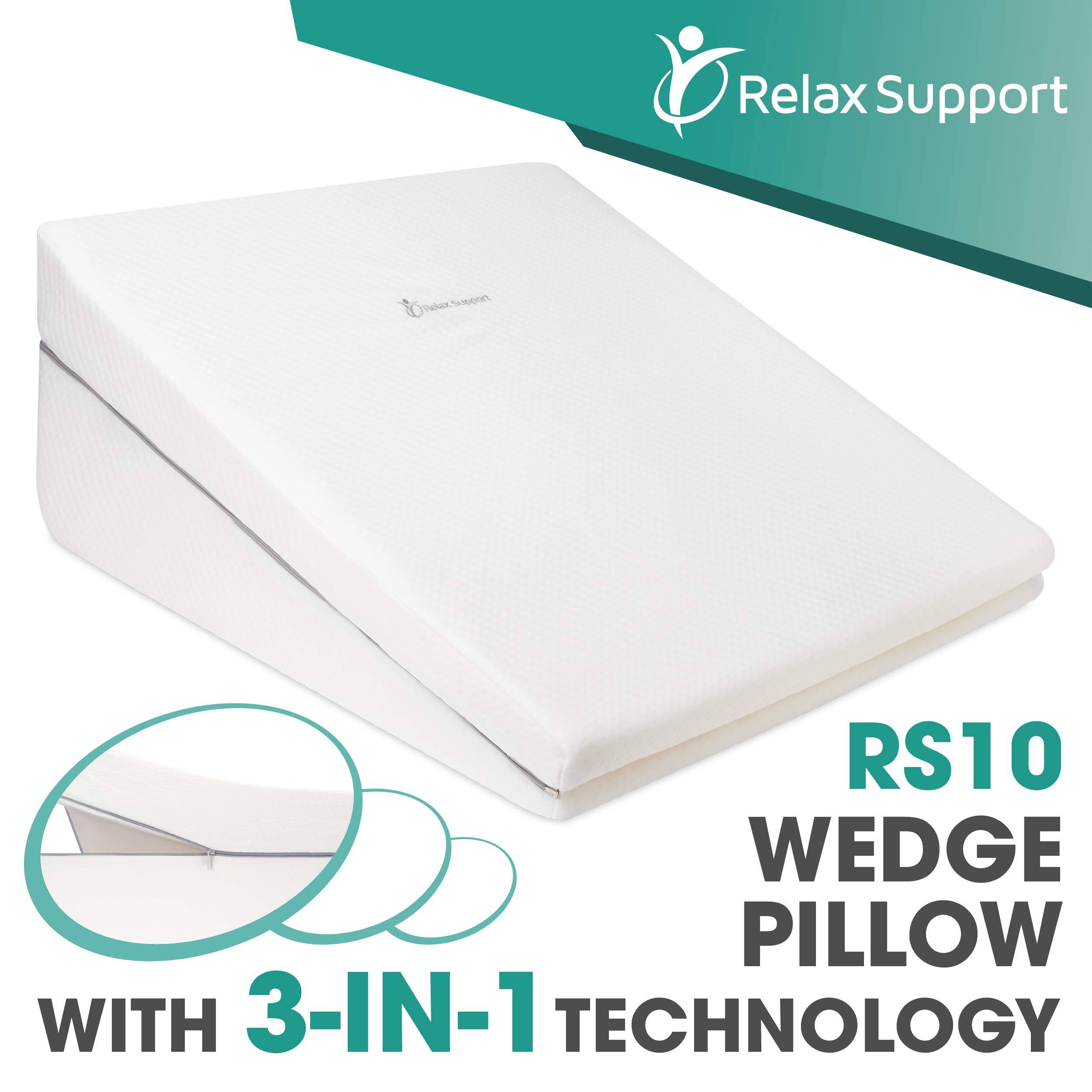 Bed Wedge Pillow RS10 by Relax Support Incline/Triangle Pillow for