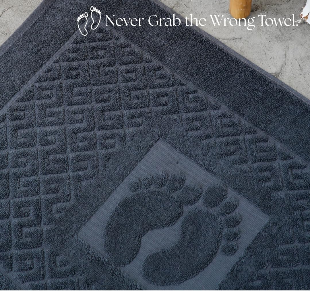 100% Turkish Cotton Bathroom Floor Towel, 4 Pack, Soft Bath Mat Towel, Quick-Drying, Machine Washable, Absorbent, Hotel & Spa Quality, 20x27.5 (4, Grey)