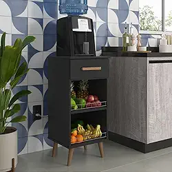 Balcão Fruteira Suporte para Galão Agua Bebedouro Armário Fenix Pé Palito (Preto)