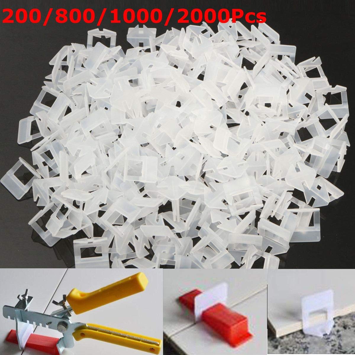 US Warehouse - Tile Leveling System 200x Clips Kit Wall Floor Tile Spacer Tiling Tool 1.0mm