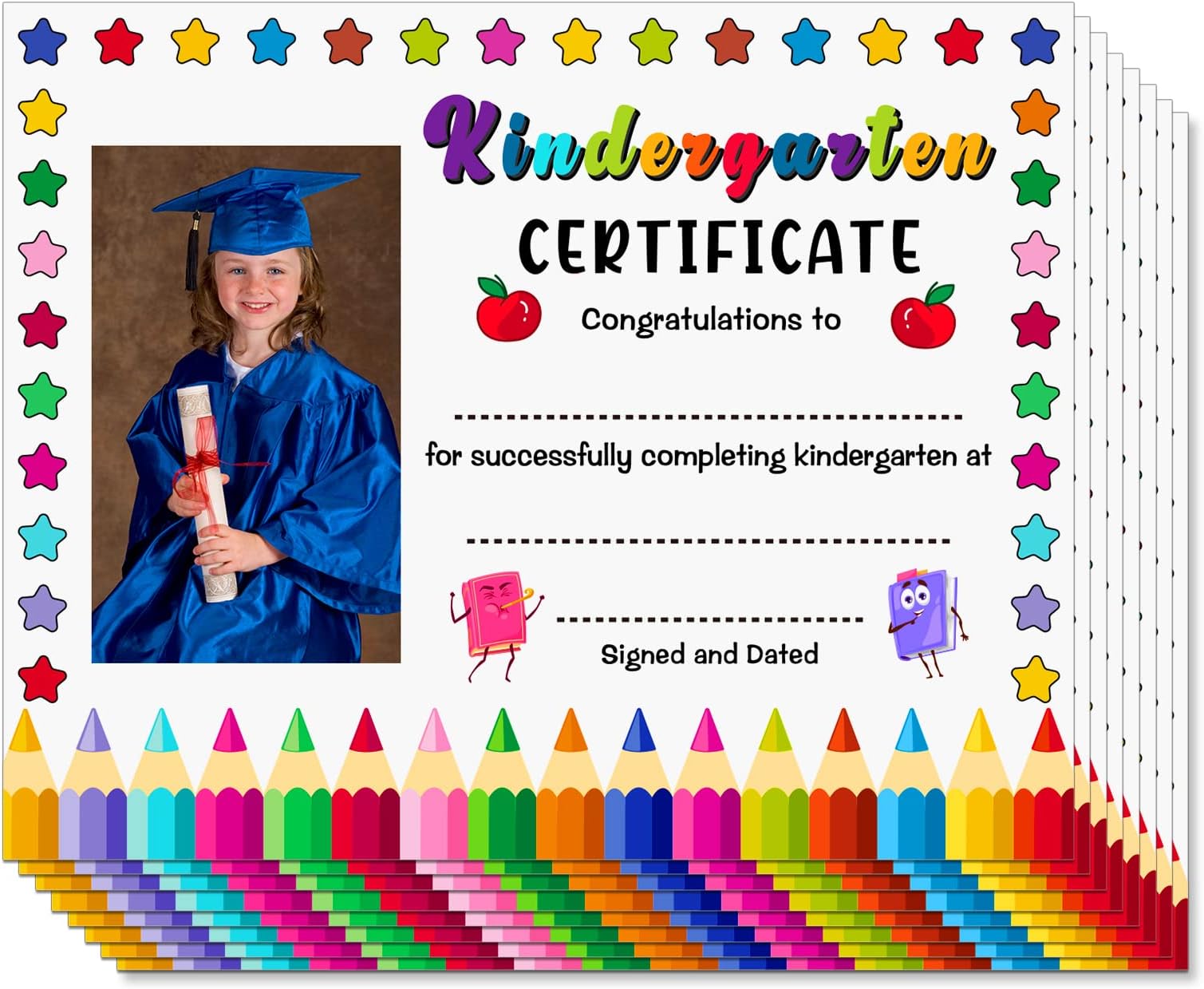 36pcs Kindergarten Certificates Diploma - 8" x 10" Kindergarten Preschool Prek Diplomas Graduation Award Certificate of Completion for Students Kids Classroom Back to School Teacher Supplies