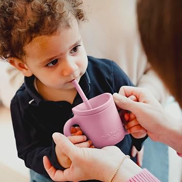 TalkTools ITSY Silicone Training Cup Mini Straw Cup for Baby - Anti Leak, Spill Proof and BPA Free Cup with Straw Insertion for Kids (Bubblegum)