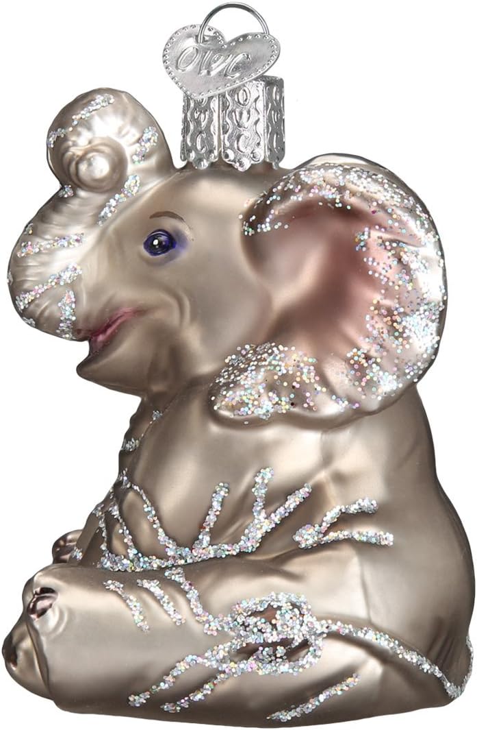 Old World Christmas Little Elephant Glass Blown Ornament for Christmas Tree, Handcrafted Holiday Decoration, Wildlife Animal Collection - Image 4