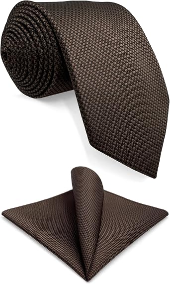 S&W SHLAX&WING Mens Necktie Set Solid Color Tie and Pocket Square Combo for Suit
