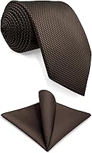 Shlax&Wing Men's Business Suit Silk Ties For Brown Solid Color Extra Long