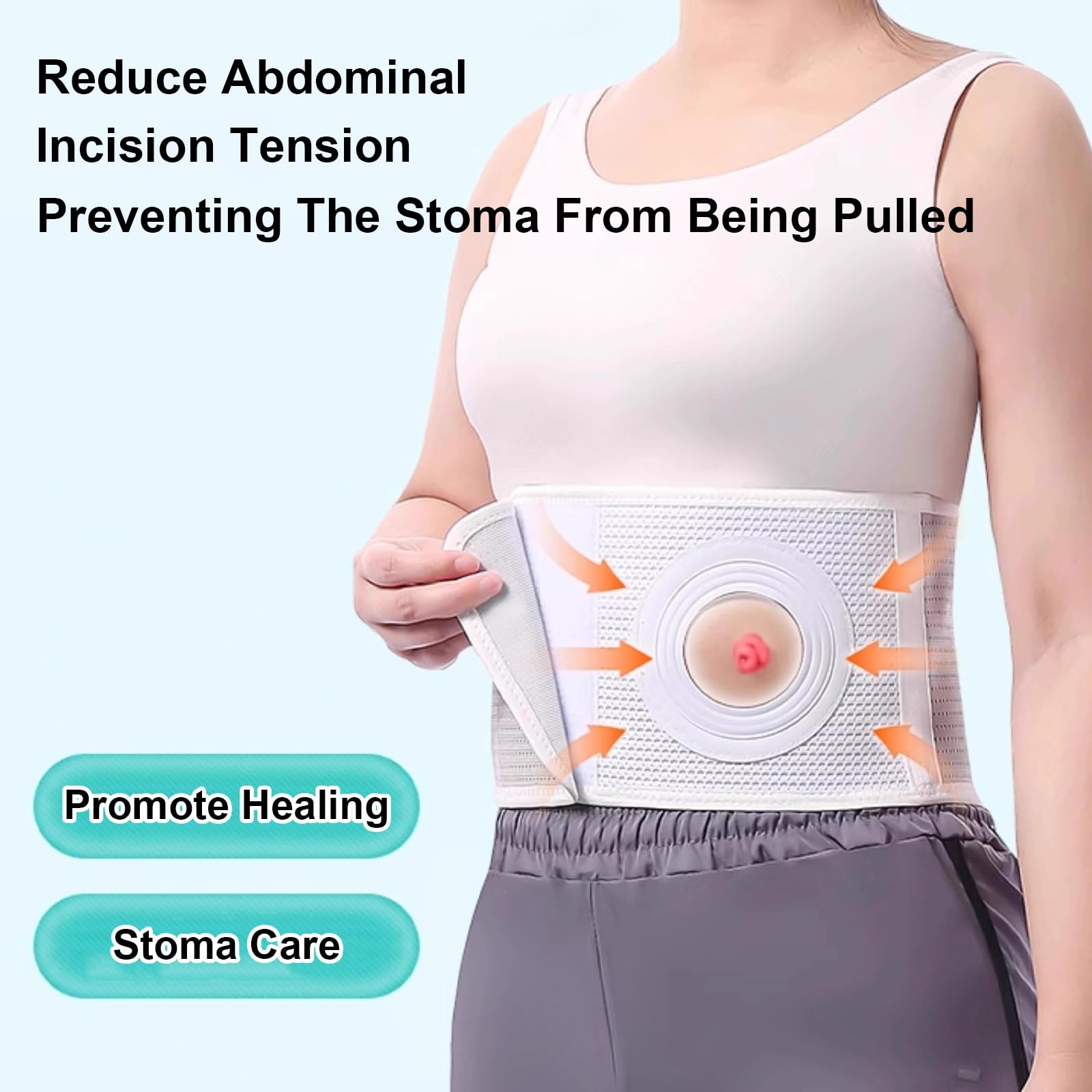 Pas Stomijny, Oddychający Stomijny, Otwór 6-9 Cm, Regulowany Pas Brzuszny, Opieka Pooperacyjna Po Operacji(Large)