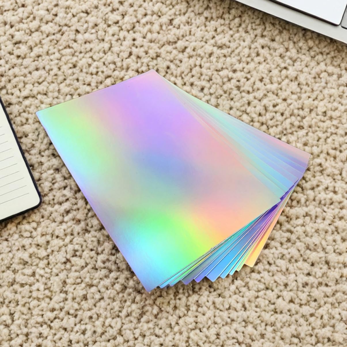 NUOBESTY 20sheets Metallic Rainbow Cardstock Foil Paper Holographic for Crafting Scrapbooking Invitations