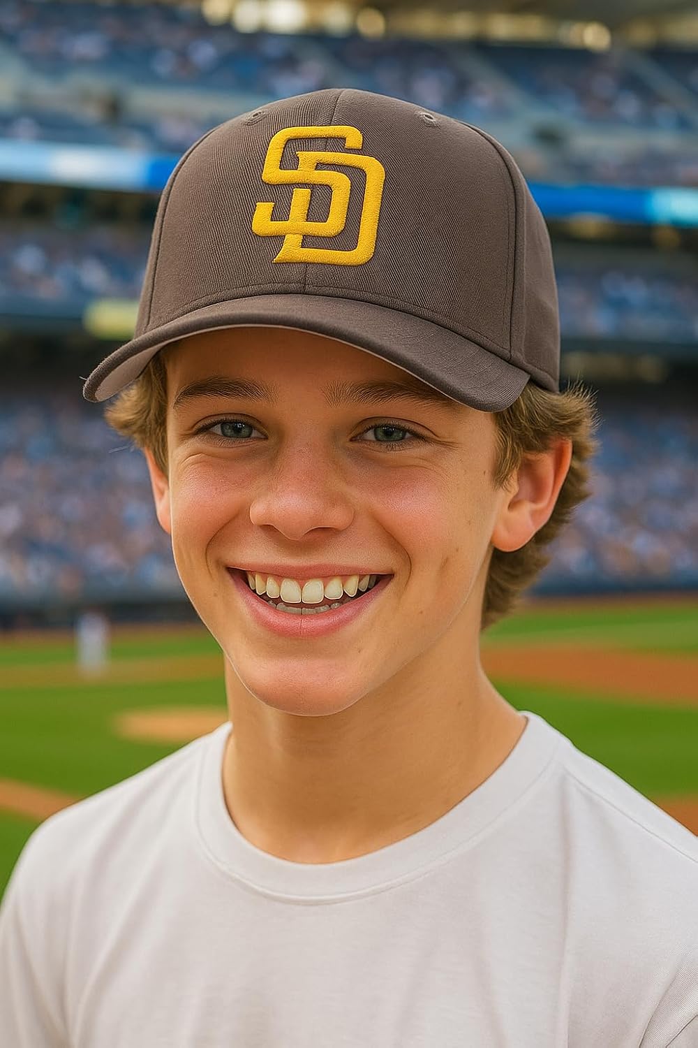 Officially Licensed San Diego Youth Boys Girls Baseball Hat Classic Primary Home Team Logo Adjustable Brown MVP Kids Sports Ball Cap