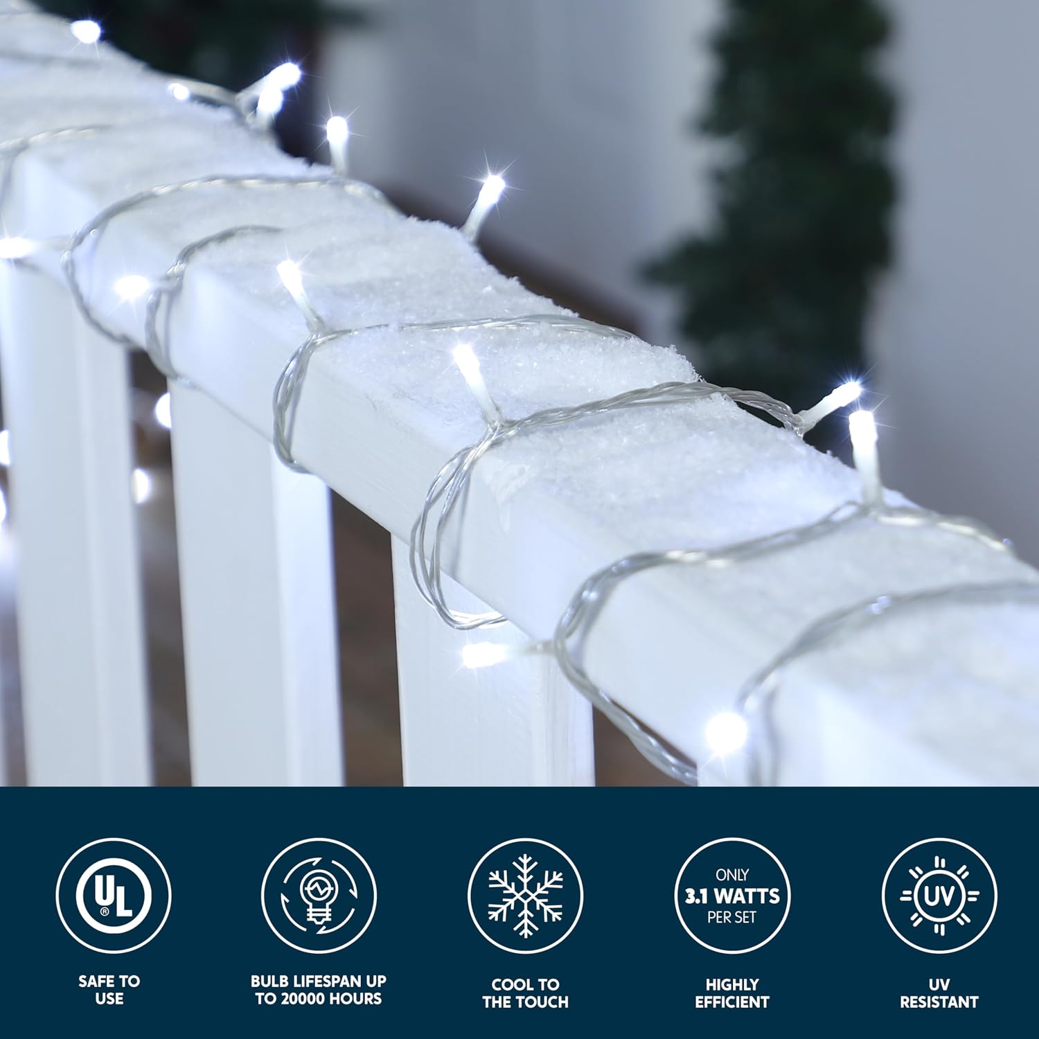 JOYIN 200 LED Cool White Christmas Lights, 8 Modes Christmas Tree Lights Plug in, 66FT Connectable Fairy Twinkle Lights for Indoor Outdoor Classroom Bedroom Yard Xmas Decor, Clear Wire