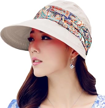KXF Womens Summer Sunhat UV Protection Wide Brim Foldable Beach Sun Hat with Detachable Top