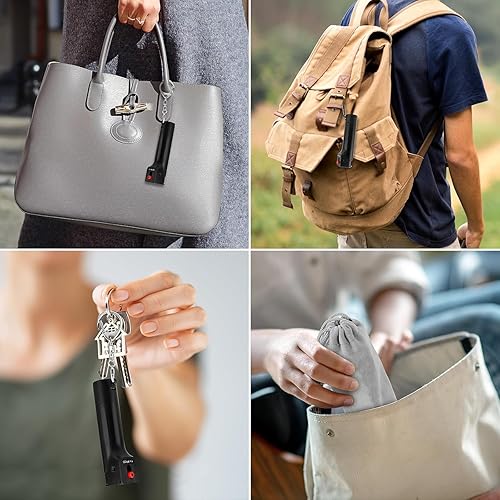 Miniatura 4 de Alarma personal de autodefensa 3 en 1 para mujeres, gel de pimienta y sirena de 130 dB y luces estroboscópicas, tapa de seguridad abatible, cargador