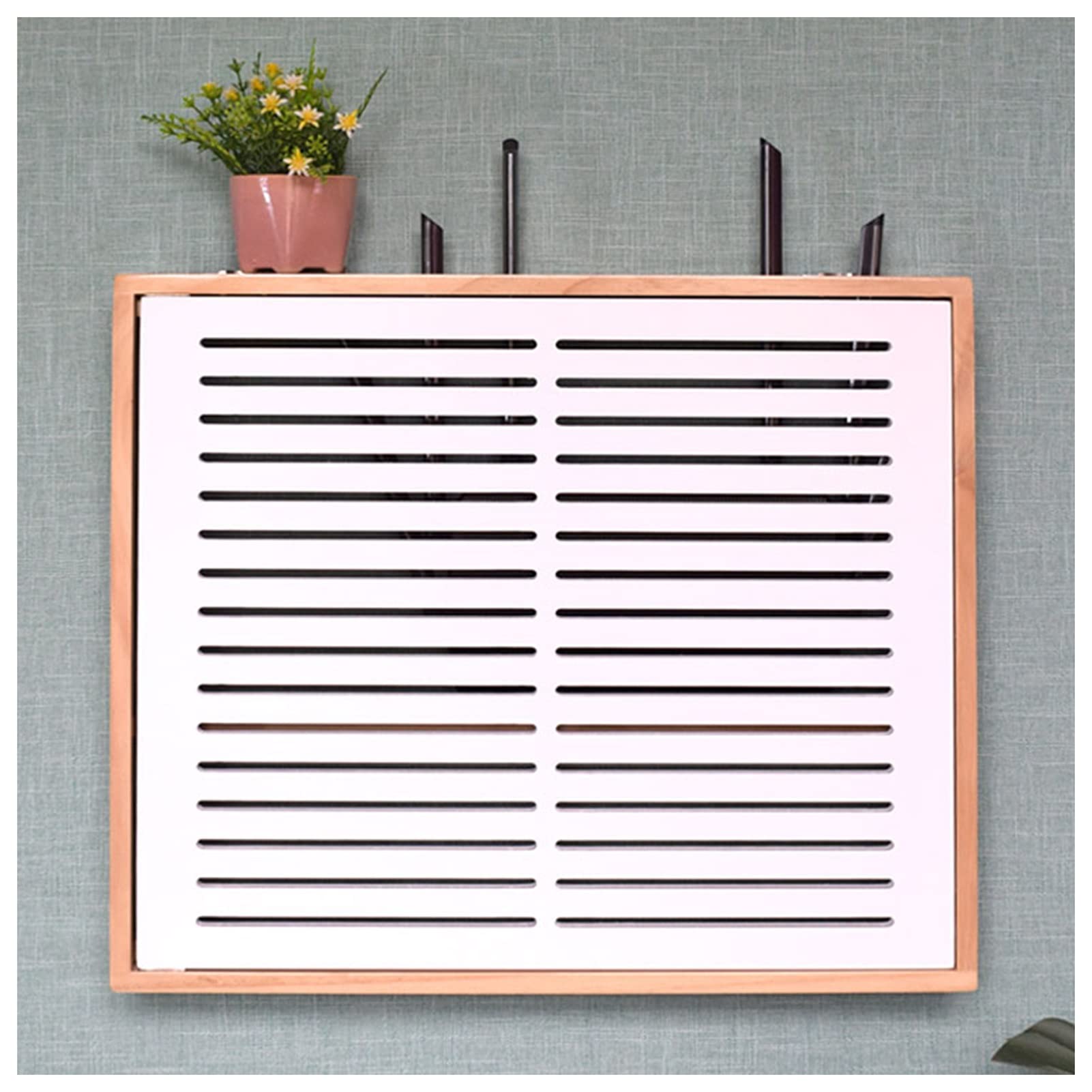 Cache-câble et boîte de rangement bois pour routeur mural